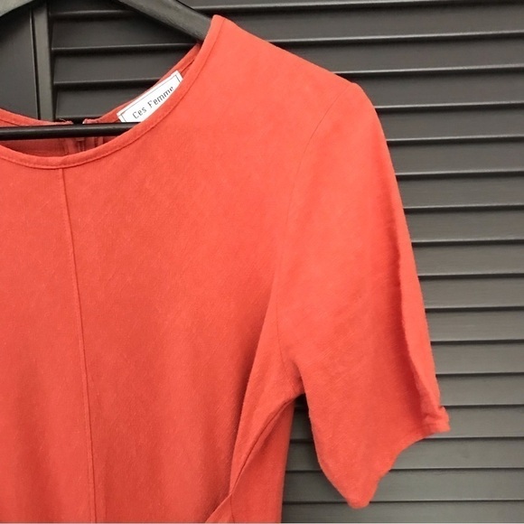 Ces Femme 100% Cotton Cropped Textured Jumpsuit with Front or Back Tie, Size Sm - Picture 7 of 14